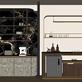 Elegant Modern Wine Cabinet Interior With Glass Doors Marble And Wine