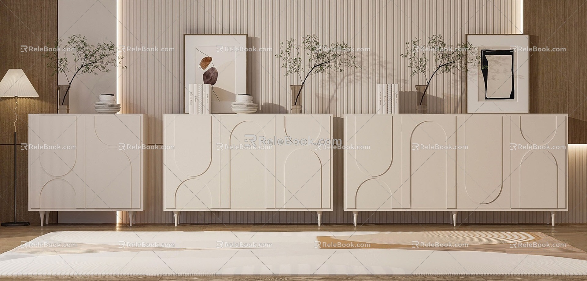 Modern Sideboard Cream Sideboard 3d model