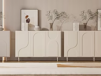 Modern Sideboard Cream Sideboard 3d model