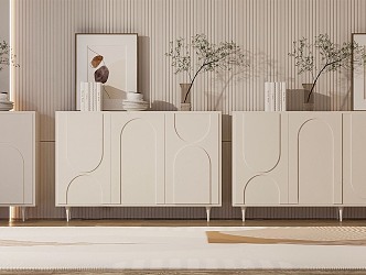 Modern Sideboard Cream Sideboard 3d model