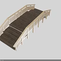 Wooden Landscape Bridge With Steps Railings And Modern Design Structure Elements 3d model