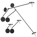 Modern Black Wall Lamp With Circular Shades And Metal Structure Design
