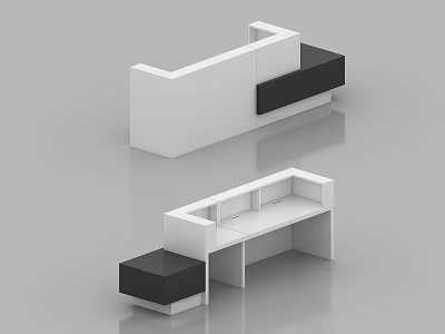 Service Hall Reception Desk With White And Black Modern Functional Design 3d model