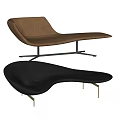 Modern Leather Lounge Chair With Curved Design And Metal Legs In Brown And Black