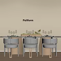 Modern Light Luxury Dining Table and Chair Rectangular Dining Chair for Four or More 3d model