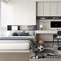 Modern Tatami Bedroom Interior With Platform Bed Desk Window And Storage Cabinets