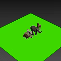Game and Movie Characters Featuring Elephant Giraffe Bear Rhinoceros Cow 3D Models on Green Background