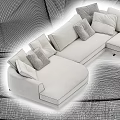 Gray Corner Sofa With Soft Pillows Multiple Views Modern Living Room Design 3d model