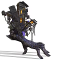 Haunted Monster Hand With Stacked Houses And Glowing Windows Clawed Form