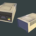 Vintage Computer Setup With Green Screen Monitor Keyboard Tower And Floppy Disks