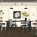 Elegant Modern Restaurant Interior With Luxury Dining Table And Comfortable Chairs 3d model