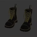 Black Leather Lace Up Boots With Sturdy Sole For Daily Wear And Style