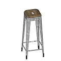 Vintage Industrial Bar Stool With Rustic Metal Frame And Brown Seat