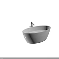 Modern White Freestanding Bathtub With Chrome Faucet And Clear Water In Bathroom Design