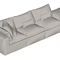 Modern Light Gray Multi Person Sofa With Plush Cushions And Sectional Design 3d model