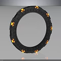 Futuristic Circular Structure With Glowing Orange Elements And Reflective Black Base