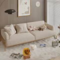 Log Style Double Sofa Decorations Ornaments Hanging Painting Floor Lamp 3d model