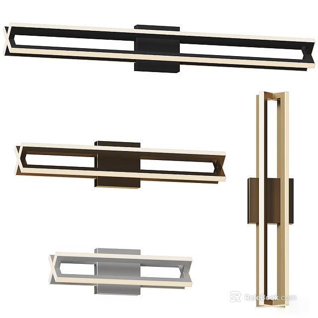 Modern Stylish Wall Lamps With Geometric Design And Metal Finish In Black Gold Silver 3d model 