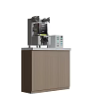 Smart Machine With Digital Control Panel Stainless Steel Body And Wooden Cabinet Base
