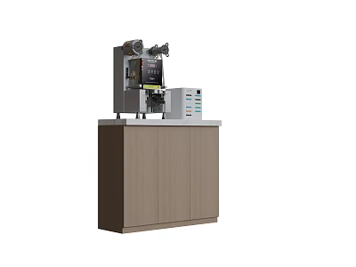 Smart Machine With Digital Control Panel Stainless Steel Body And Wooden Cabinet Base 3d model