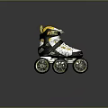 Stylish Inline Skates White Black And Gold Multi Wheel Design For Sports Activities