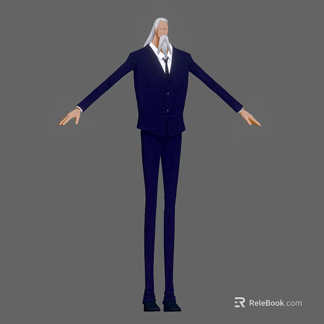 Game and Movie Character With Dark Blue Suit White Shirt and Tie 3d model 