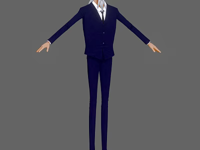 Game and Movie Character With Dark Blue Suit White Shirt and Tie 3d model