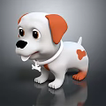 Cute White Puppy Plush Toy With Orange Ears Paws And Bone Collar