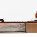 Elegant Tea Table And Chairs With Wooden Marble Top And Tea Sets Decorations
