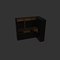 Modern Dark Gray Kitchen Cabinets with Wooden Countertop and Built-in Appliances