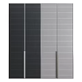 Modern Wardrobe Design With Vertical Striped Panels And Metal Handles