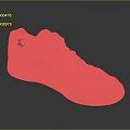 White Casual Sneakers With Red R Logo Hand Painted Patterns And Worn Sole