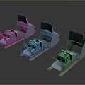 Three Industrial Mechanical Devices With Green Components And Gray Metal Structures