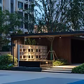 Modern Entrance Gate With Wooden Structure Steps Lighting And Green Plants