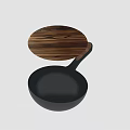 Black Cast Iron Frying Pan With Wooden Handle For Kitchen Cooking