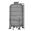 Public Facility Cylindrical Concrete Water Tank With Metal Ladder And Support Legs