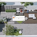Modern Courtyard Garden Design With Outdoor Seating Lush Greenery And Paved Patio