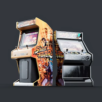 Daily Electrical Appliances Two Classic Arcade Game Machines With Street Fighter And Space Invaders Themes 3d model