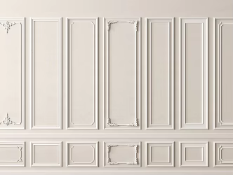 Modern plaster line wall panel 3d model