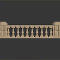 Ornate Stone Railing With Carved Pillars And Reflection In Scenic Landscape