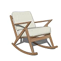Modern Leisure Rocking Chair With Leather Upholstered Seat And Wooden Frame