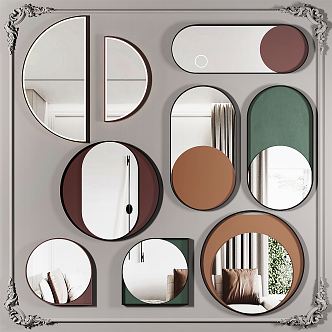 Modern mirror styling mirror combination 3d model