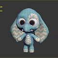 Light Blue Plush Doll With Big Eyes Zigzag Pattern Ears And Small Teeth