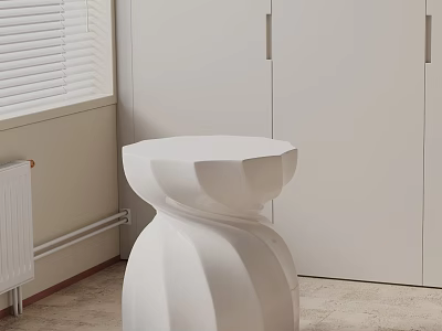 Modern White Side Table With Curved Design In Indoor Living Space 3d model