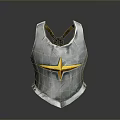 Silver Metallic Armor Vest With Golden Star Emblem And Medieval Design Details