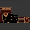 Red And Black Decorative Boxes With Golden Accents Various Shapes Sizes Ornate Patterns Gemstone Details