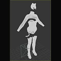 Cat Ear Themed Fitted Bodysuit With Long Sleeves Tail Accessory And Knee High Boots