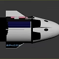 Futuristic Spacecraft Model With White Black Design Blue Solar Panels Red Stripe And Tail Structure