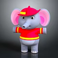 Cartoon Elephant Character With Red Hat Large Pink Ears And Red Yellow Striped Shirt