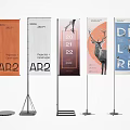 Various Design Display Banners With Graphics Text And Colorful Themes 3d model
